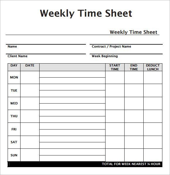Weekly Employee Timesheet Template work