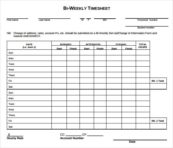 Weekly Timesheet Template 8 Free Download In PDF