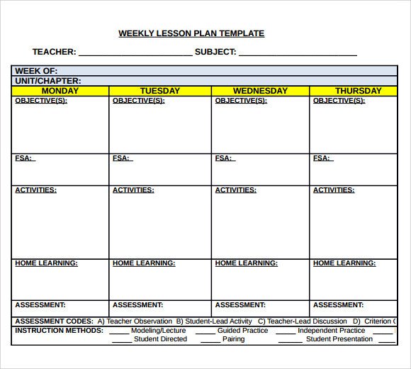 Sample Middle School Lesson Plan Template 7 Free