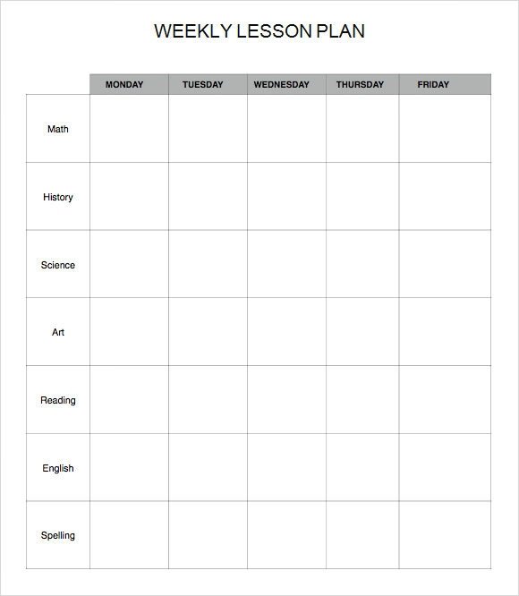 Sample Weekly Lesson Plan 7 Documents In Word Excel PDF