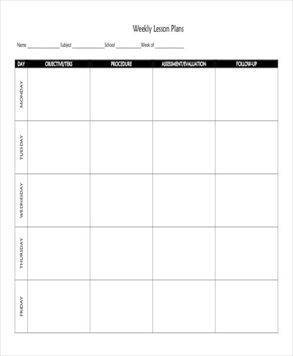 8 Weekly Plan Examples & Samples PDF Word Pages