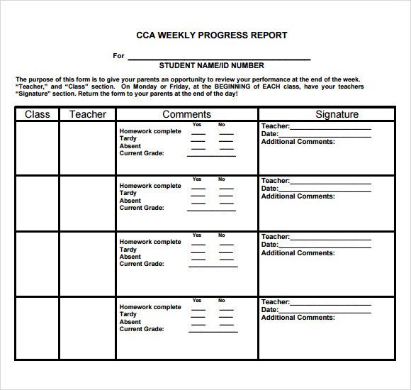 Sample Weekly Progress Report 13 Documents in PDF Word