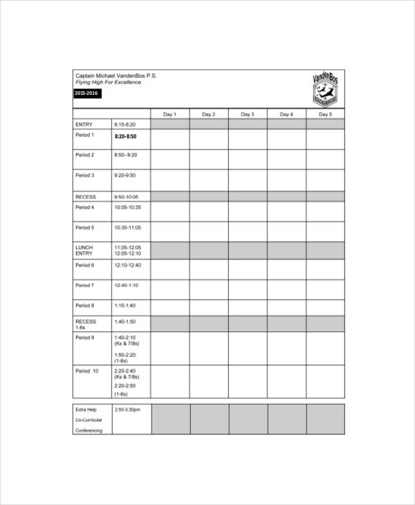 Daily Agenda Planner Template 4 Free PDF Documents
