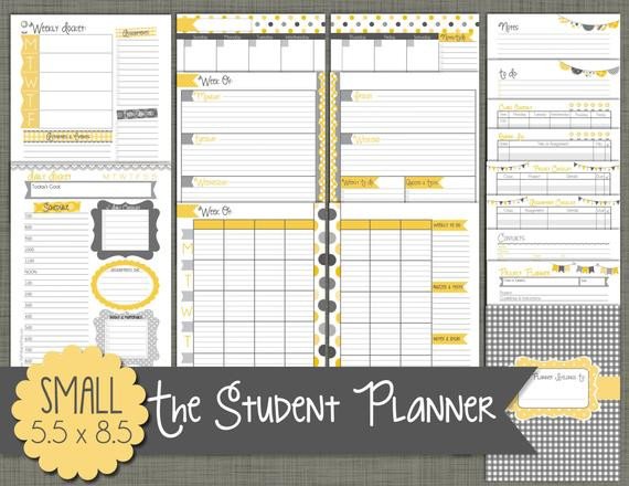 Student Planner Printable Set Sized Small 5 5 x