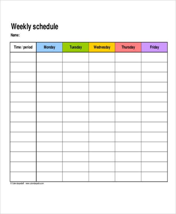 Blank Workout Schedule Template 8 Free Word PDF Format