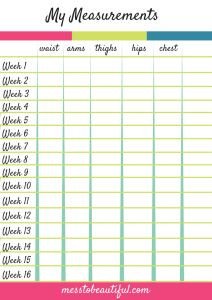 My Measurements Chart Weight Loss Tracker Free Printable