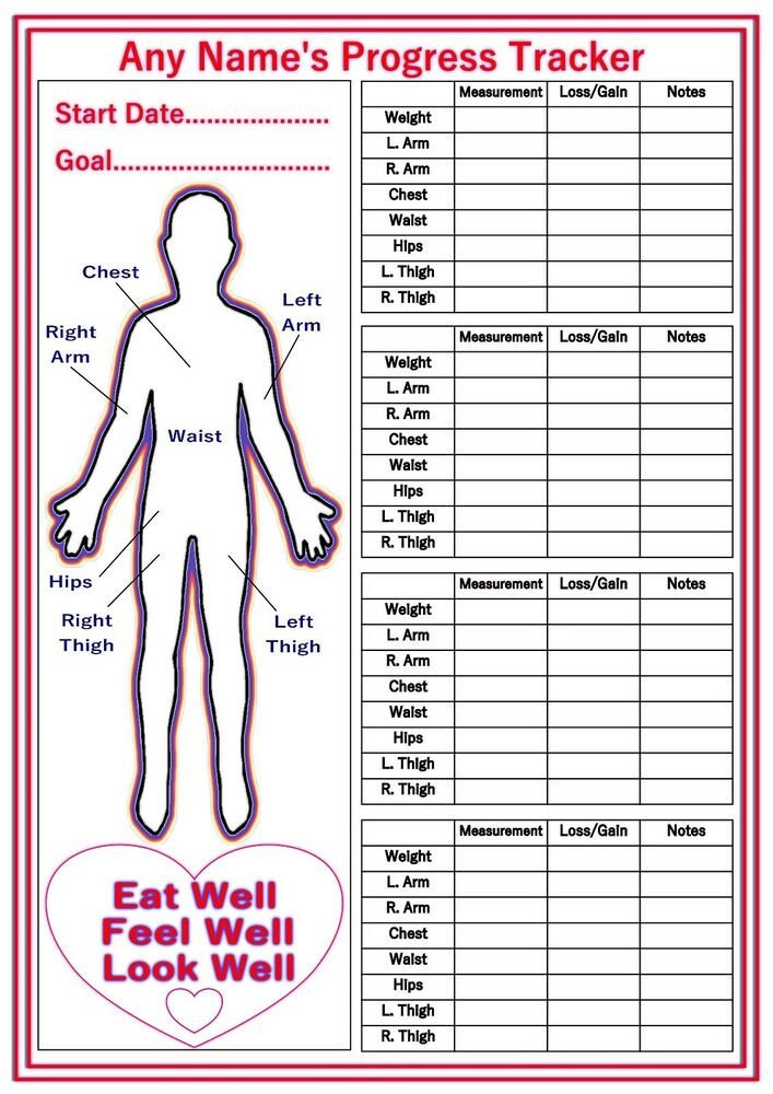 Personalised Reusable Diet Weight Loss Chart Progress