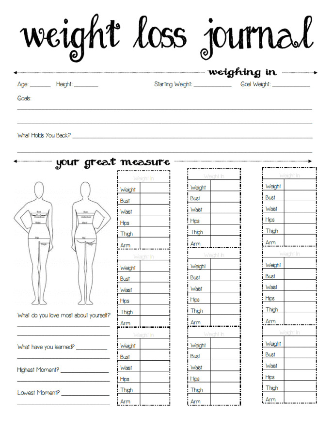 Weight loss journal Free printable – CHOOSE FIT