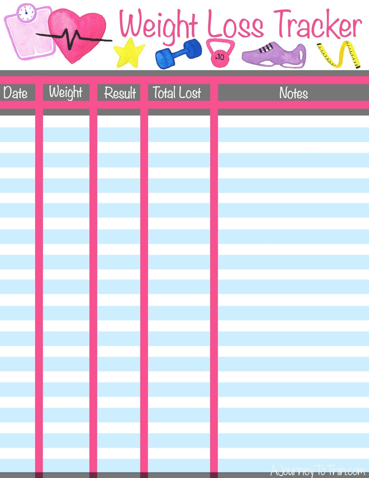 A Journey to Thin Weight Loss Tracker Free Printable