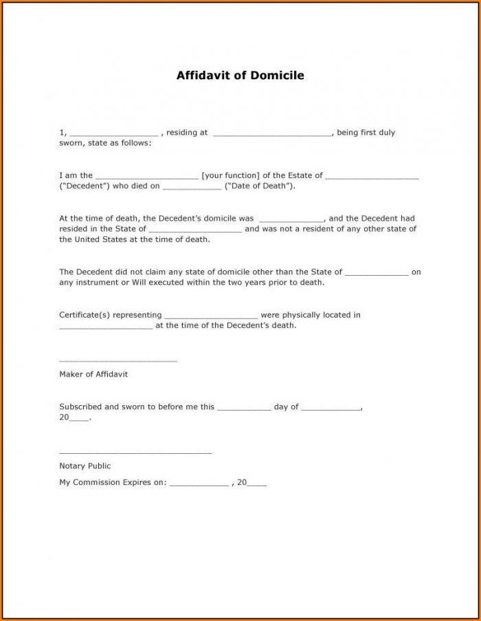 Affidavit Domicile Form California Form Resume