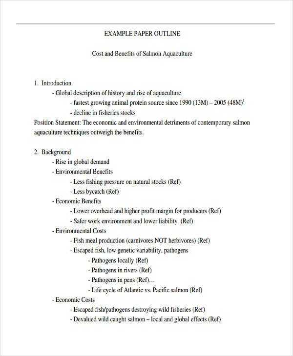 10 Paper Outline Templates Free Sample Example Format