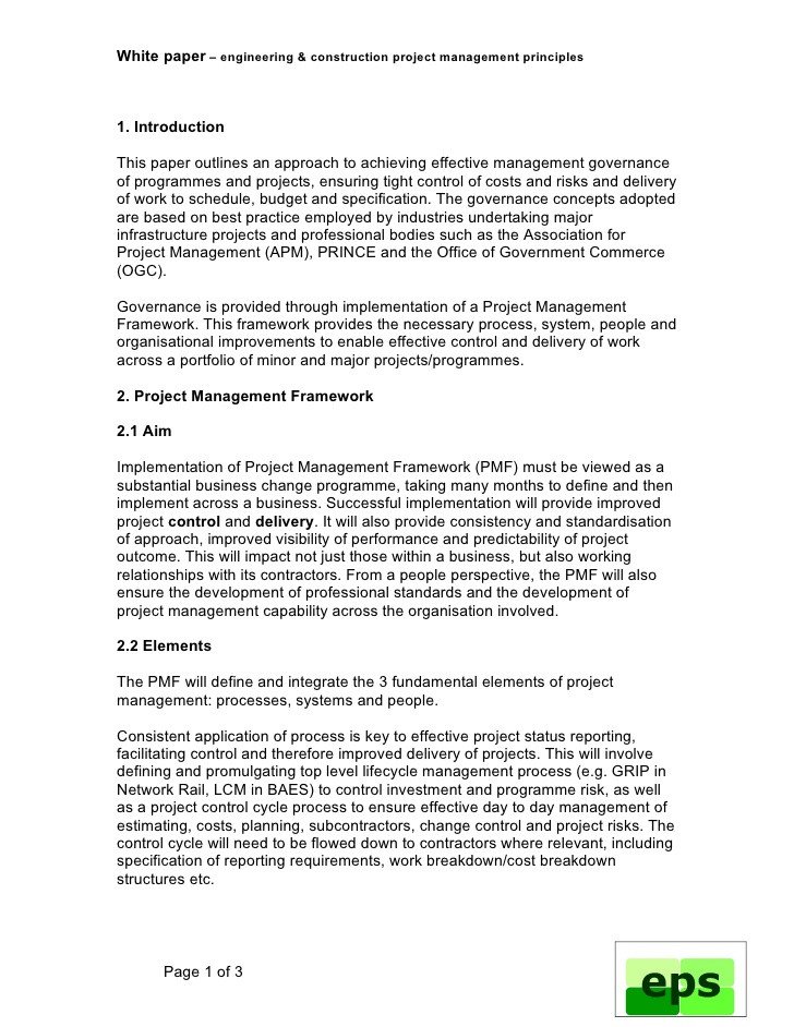 Engineering Project Management Framework white paper