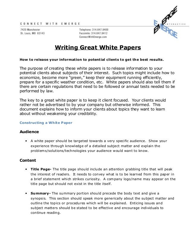 How to write a great white paper