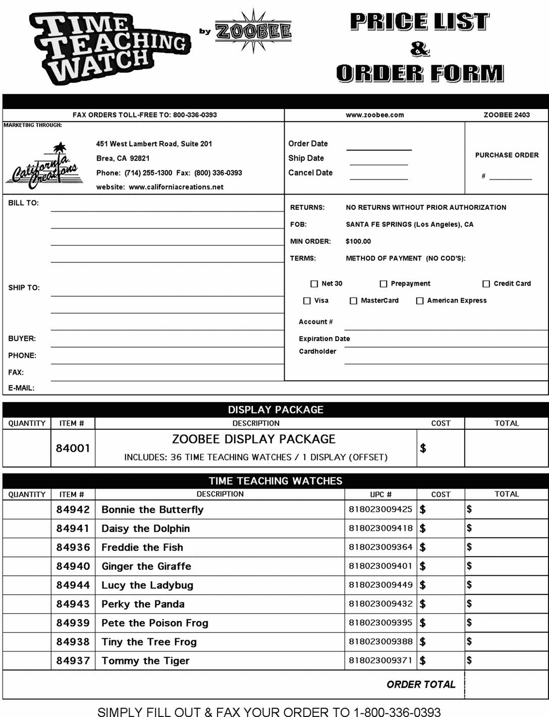 order forms templates