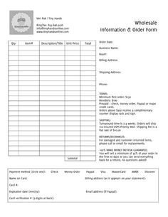 Professional Line Sheet Order Form Design