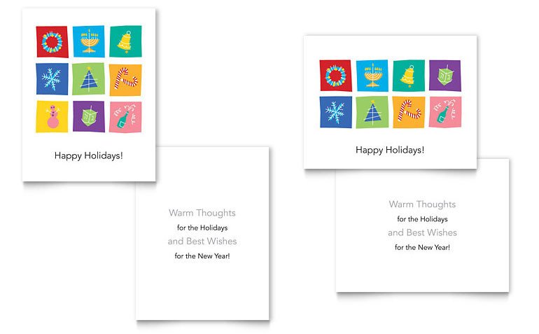 Holiday Icons Greeting Card Template Word & Publisher