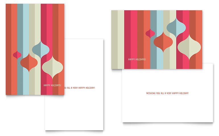 Modern Ornaments Greeting Card Template Word & Publisher