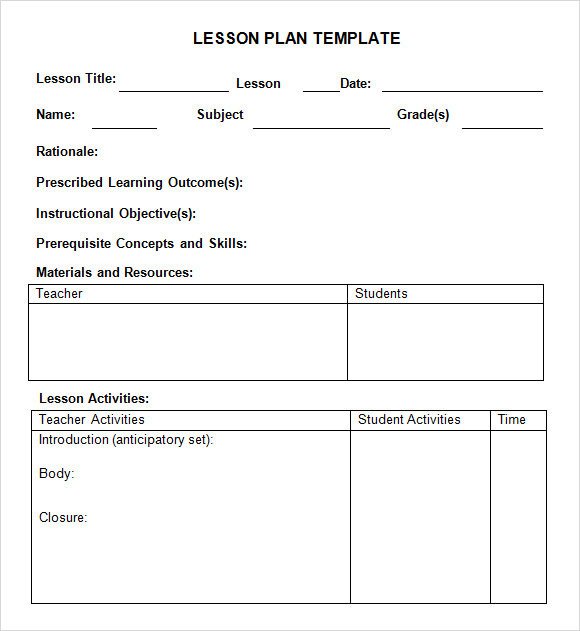 Sample Weekly Lesson Plan 8 Documents In PDF Word