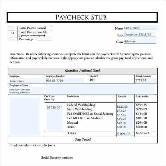 10 Pay Stub Templates Word Excel PDF Formats