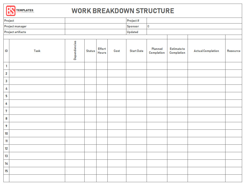Work Breakdown Structure WBS Template