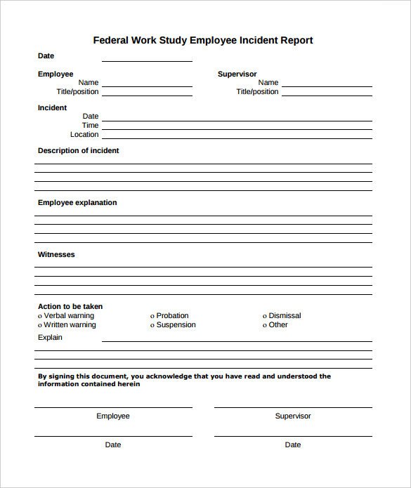 16 Employee Incident Report Templates PDF Word Pages