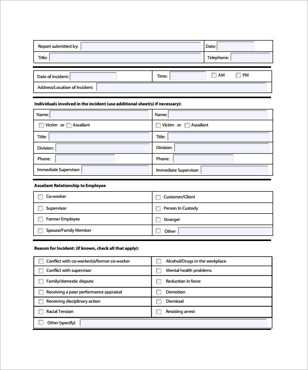 34 Sample Incident Report Templates PDF Word Pages