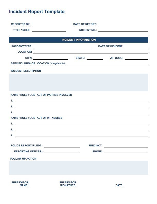 Free Incident Report Templates & Forms