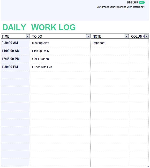 2 Easy To Use Daily Work Log Templates