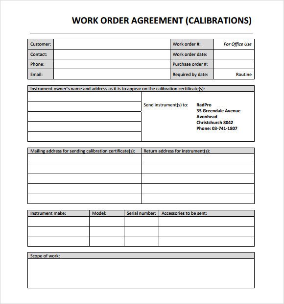 14 Work Order Samples PDF Word Excel Apple Pages