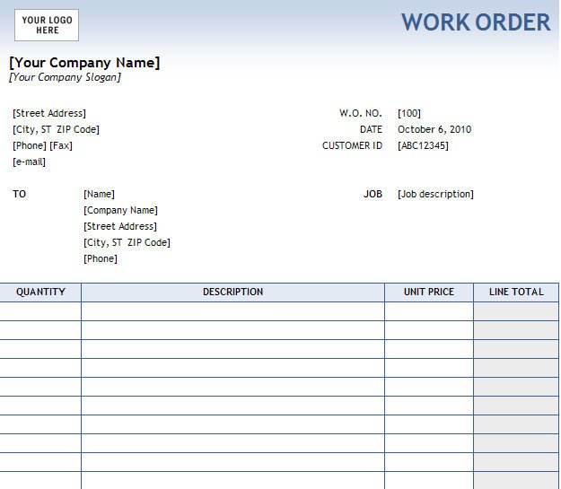 Work Order Form