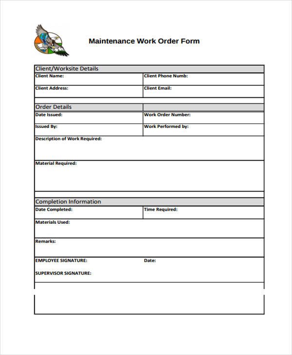 10 Work Order Templates PDF Apple Pages
