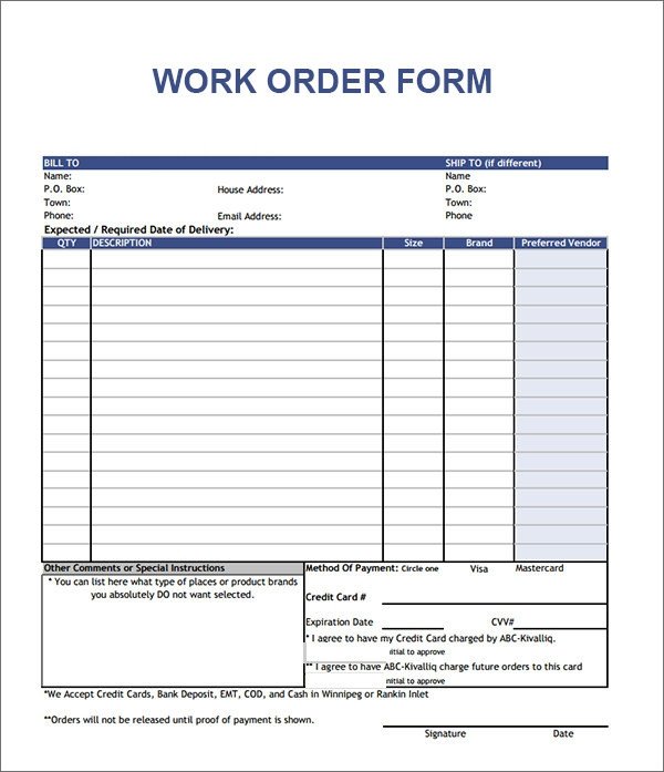 Order Form Template 19 Download Free Documents In PDF