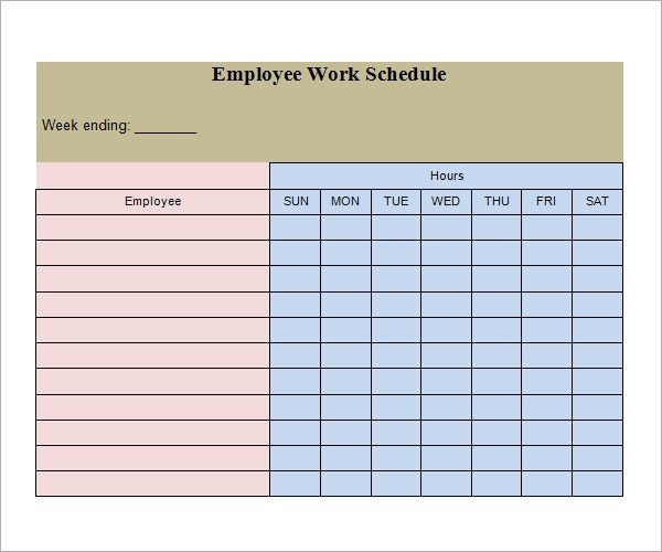 Work Schedule Template 26 Download Free Documents in