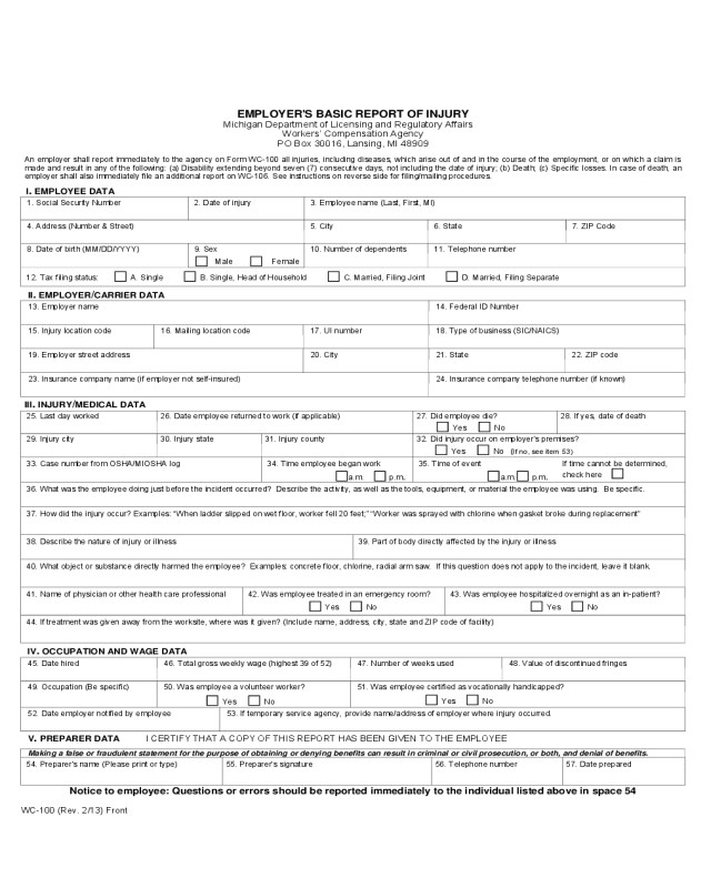 2019 Workers pensation Forms Fillable Printable PDF