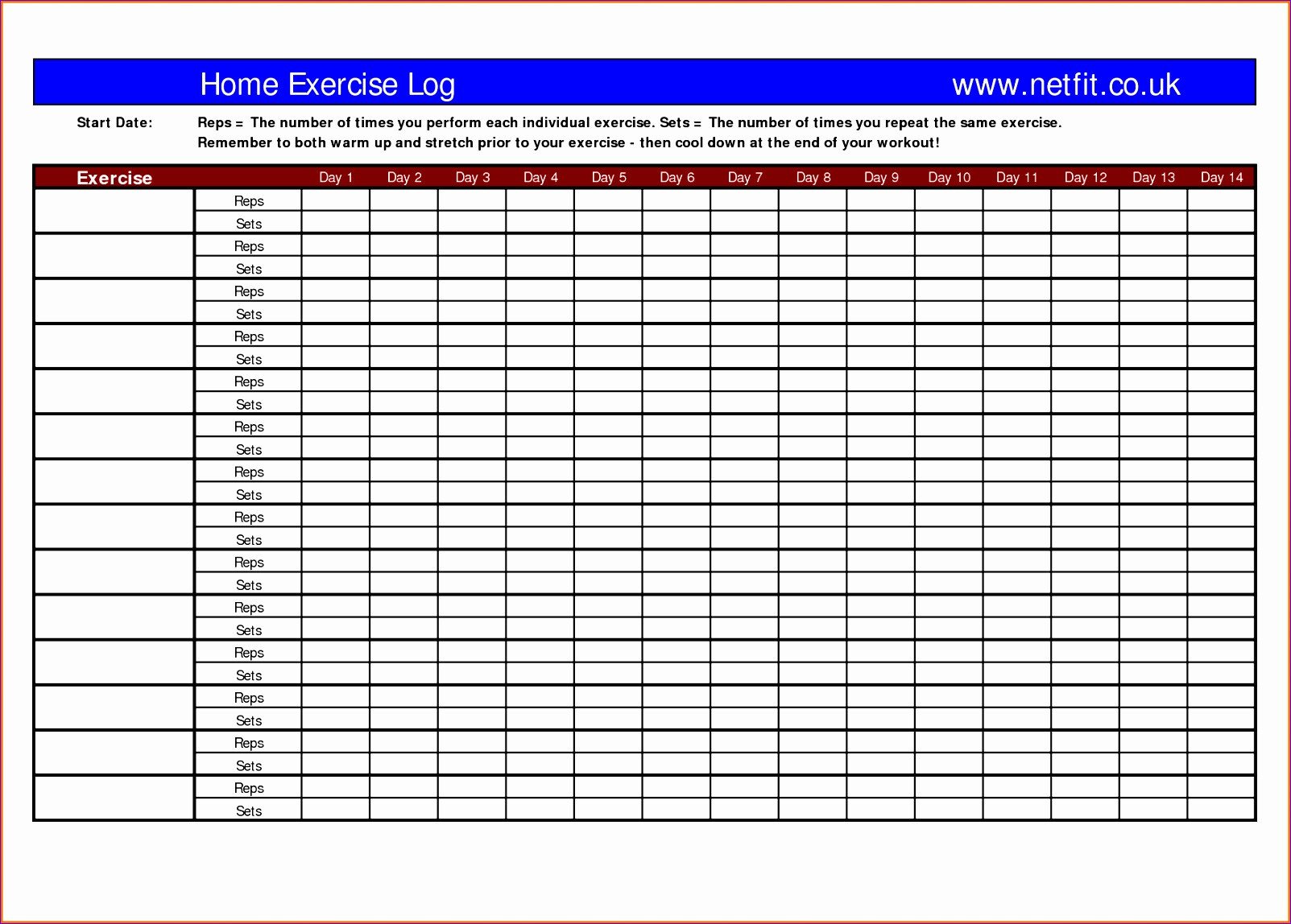 14 Weight Lifting Template Excel ExcelTemplates
