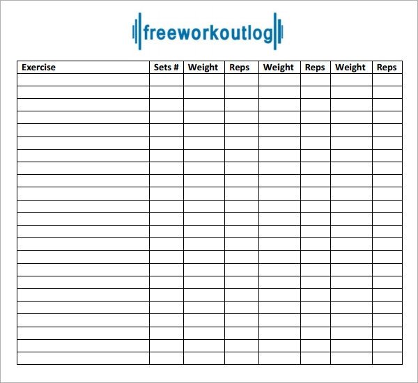 Exercise Log Template 7 Free Pdf Doc Download