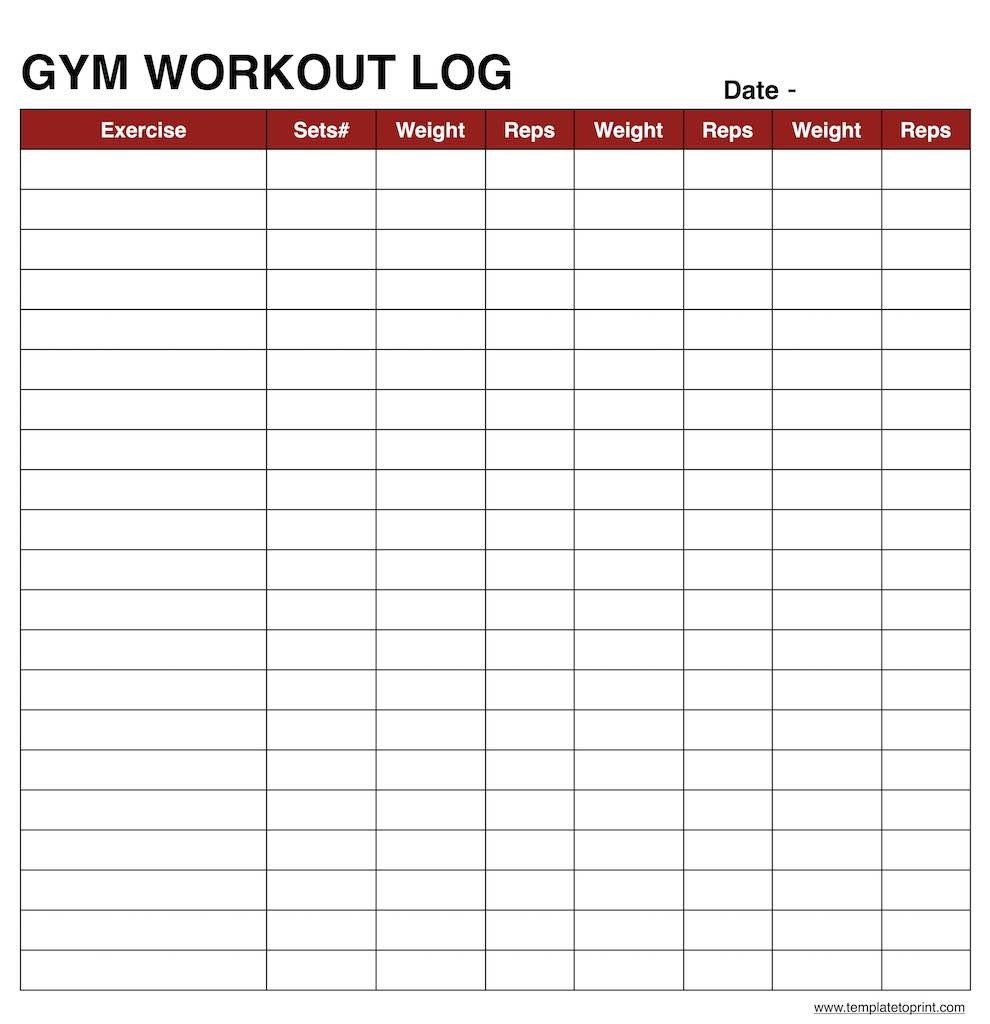 Workout Log Book Sheet Excel Example Spreadsheet