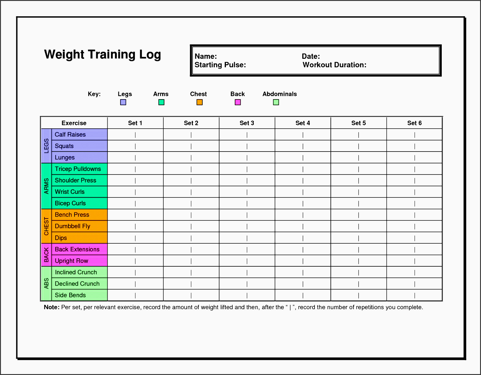 7 Exercise Planner Template In Excel SampleTemplatess
