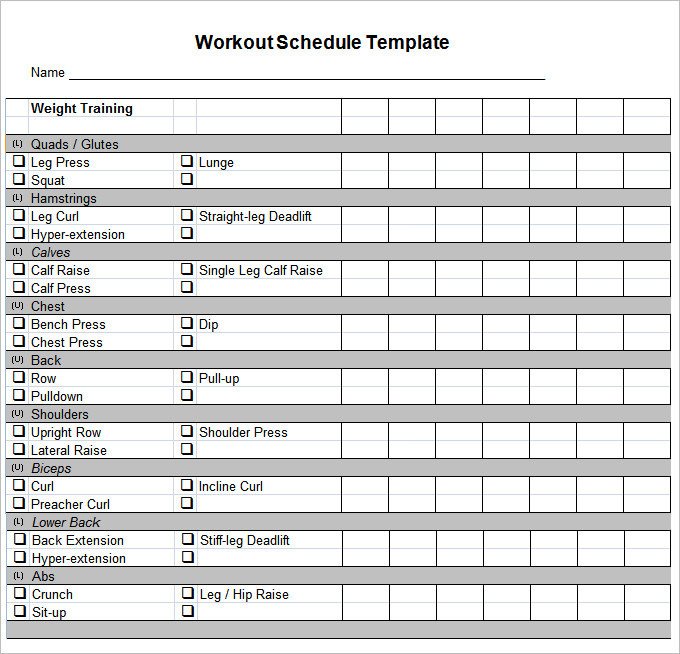 Workout Template Excel
