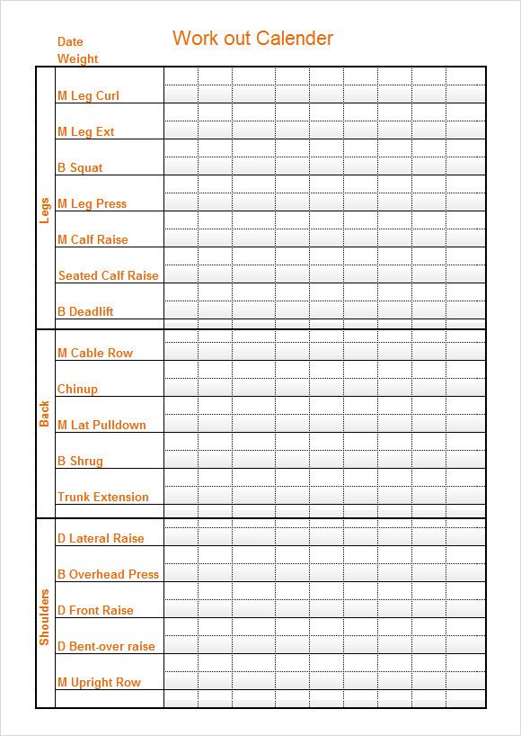 Workout Calendar Templates 10 Download Documents in PDF