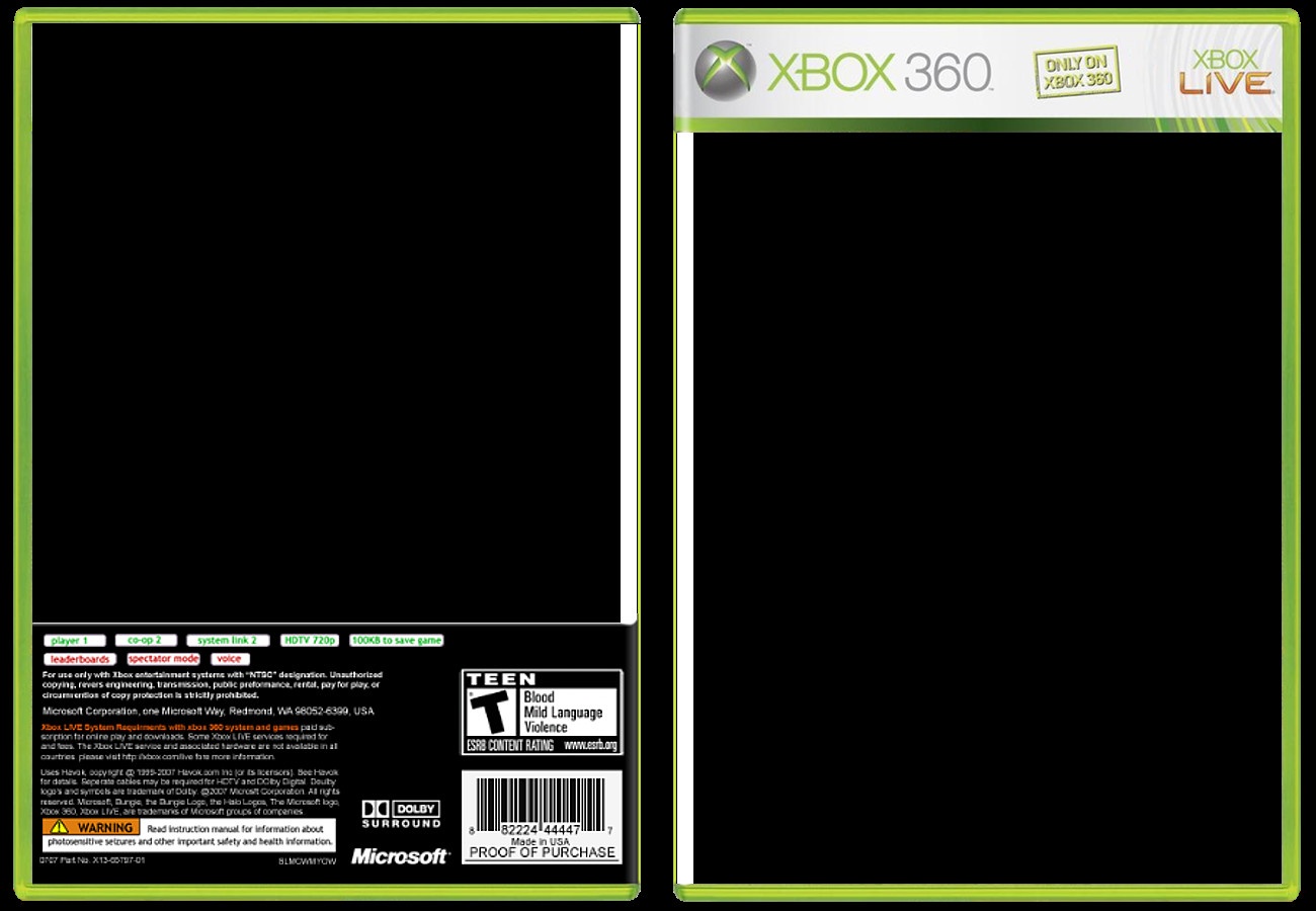Xbox 360 Back Template