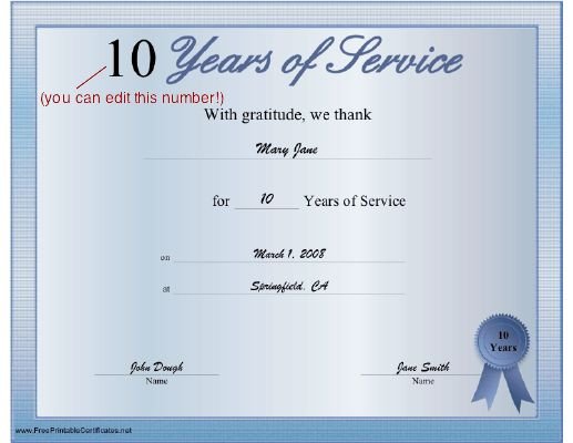 A printable certificate thanking the recipient for any