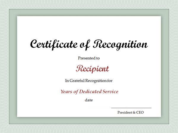Service Award Certificate Template