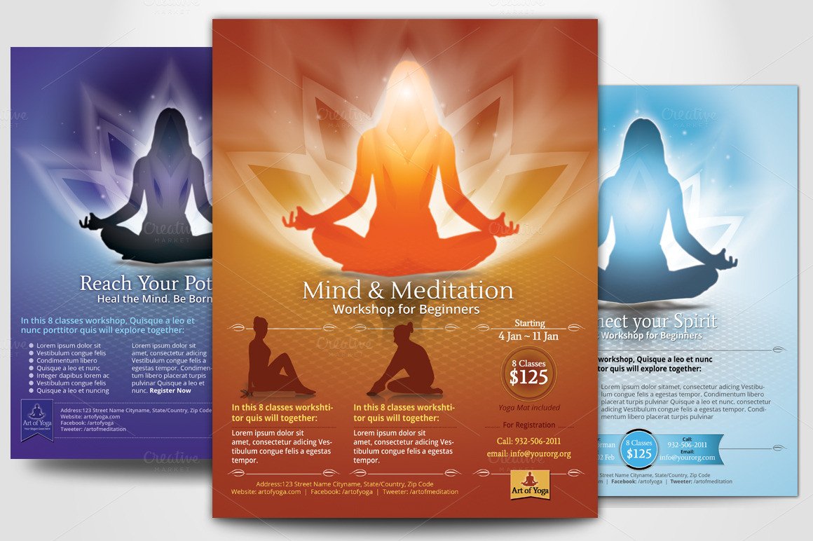 Simple Yoga Meditation Flyers Flyer Templates on