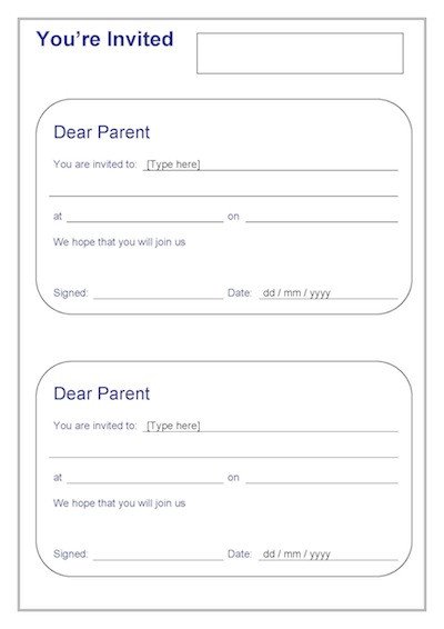You re Invited – Dear Parent Template